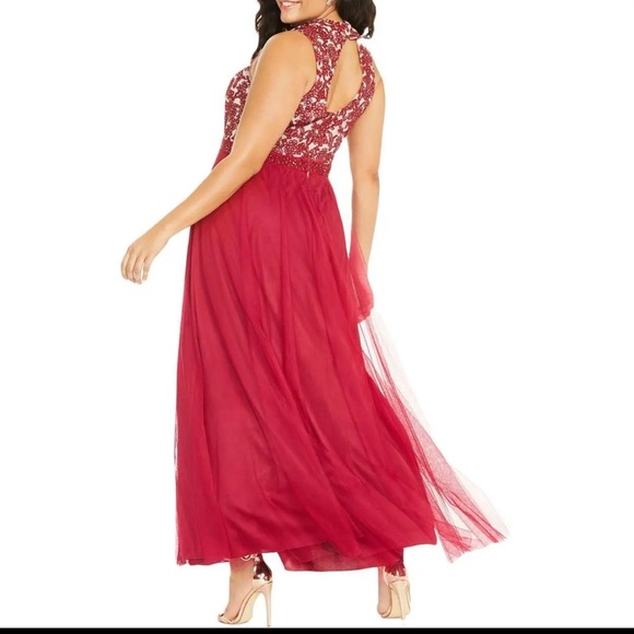 Women’s Formal Dress Plus Size 16W, 18W, 20W CITY STUDIO Sheer Red Fit & Flare - Picture 16 of 16